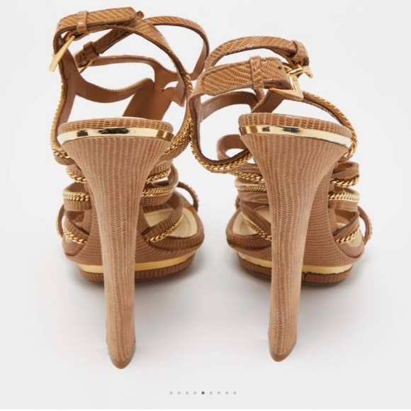 Dior Brown Lizard Embossed Suede Chain
Detail Ankle Strap Sandals - Picture 4 of 7